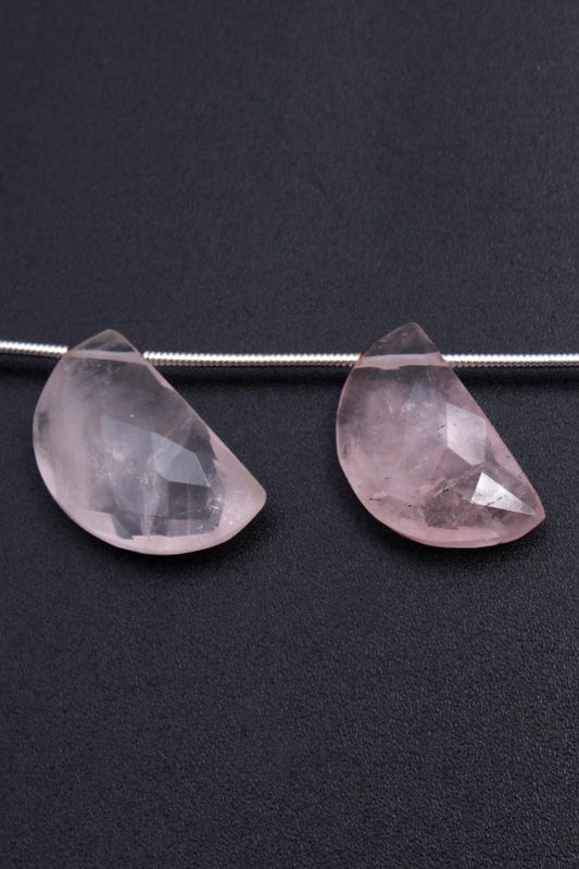 Rose Quartz Pink D Shape Faceted Natural Beads