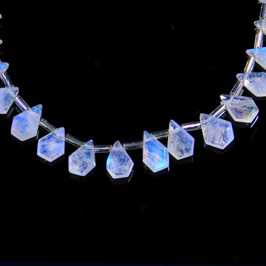 Rainbow Moonstone White Coffin Faceted Natural Beads 8 inches strands