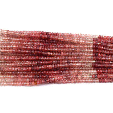 Ruby Shaded Red Rondelle Faceted Natural Beads 12.5 Inches