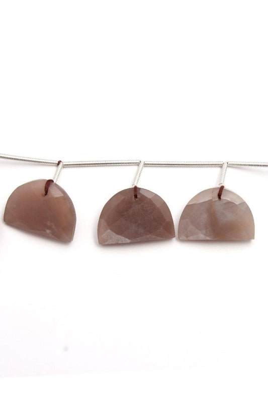 Chocolate Moonstone Brown D Shape Faceted Natural Beads