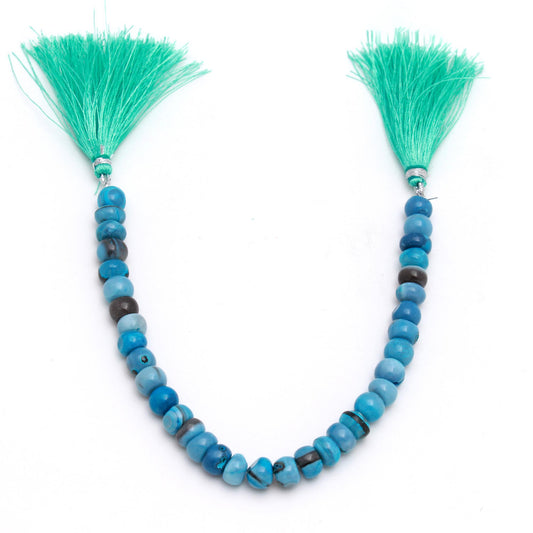 Opal Blue Rondell Smooth Natural Beads 8 Inches Strands