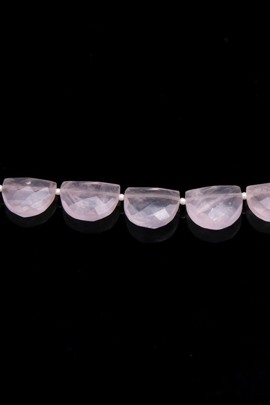 Rose Quartz Pink D Shape Faceted Natural Beads