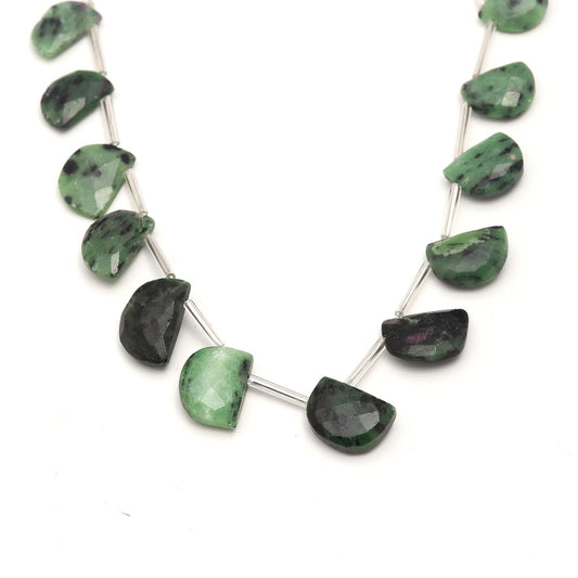 Ruby Ziosite Green D Shape Faceted Natural Beads 8 Inches Strands