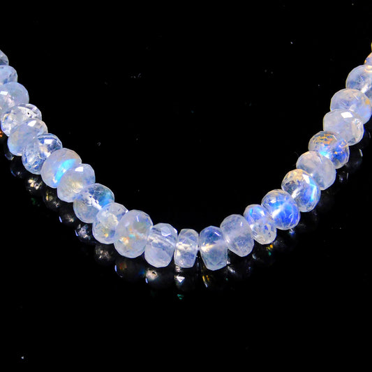 Rainbow Moonstone White Rondell Faceted Natural Beads