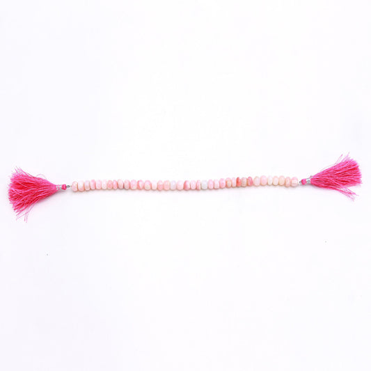 Opal Pink Rondell Smooth Natural Beads 8 Inches Strands