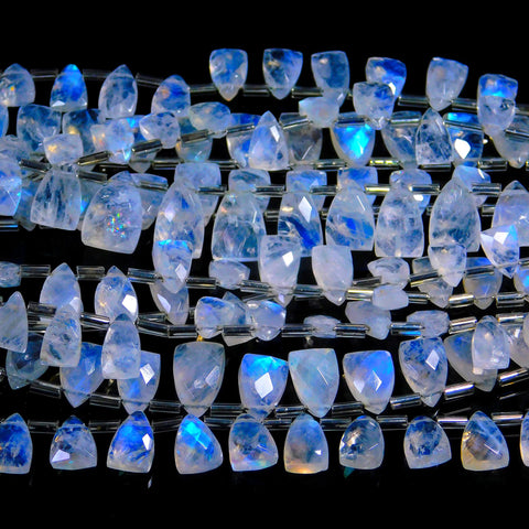 Rainbow Moonstone White Half Marquise Faceted Natural Beads 8 inches strands