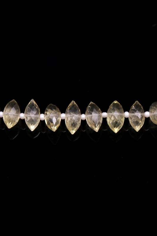 Lemon Quartz Yellow Dew Drop Faceted Natural Beads
