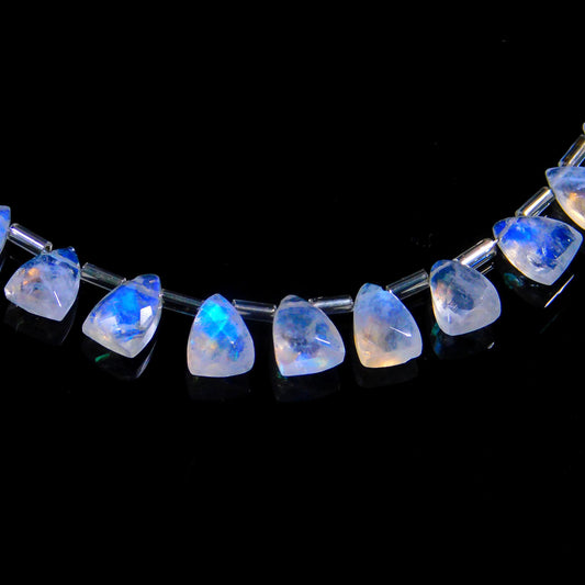 Rainbow Moonstone White Half Marquise Faceted Natural Beads 8 inches strands