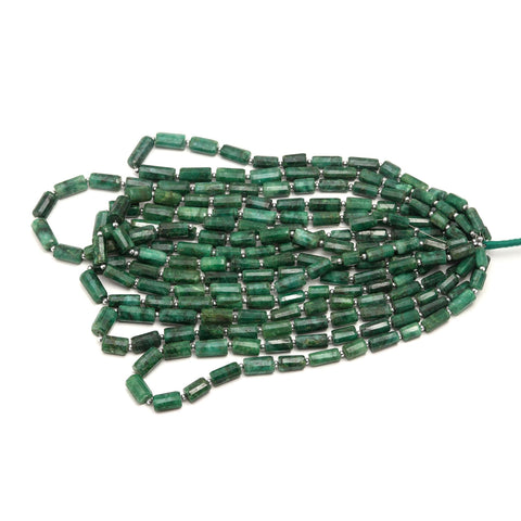 Emerald Green Tube Faceted Natural Beads 16 Inches Strands