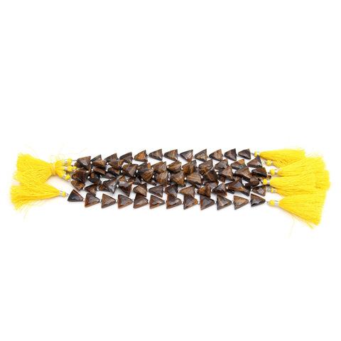 Tiger Eye Brown Triangle Faceted Natural Beads 8 Inches Strands