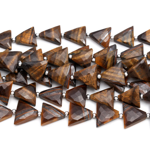 Tiger Eye Brown Triangle Faceted Natural Beads 8 Inches Strands