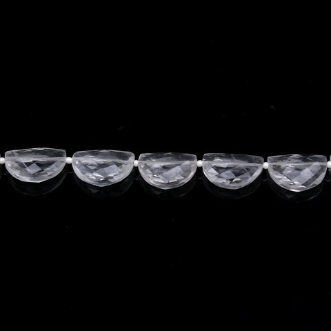Crystal Quartz Clear D Shape Faceted Natural Beads