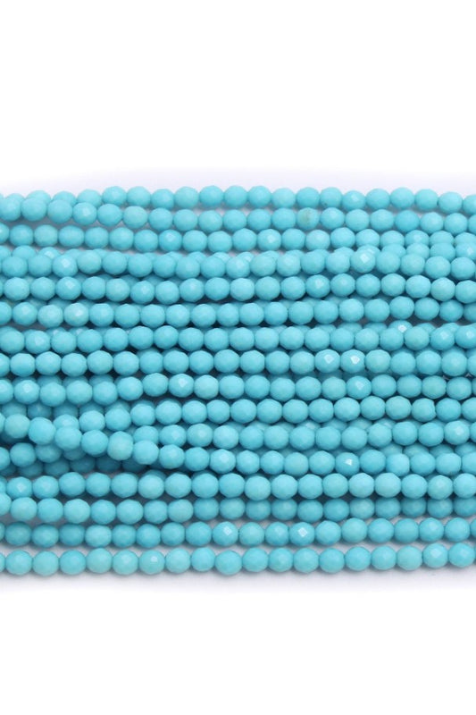 Turquoise Blue Round Faceted Natural Beads