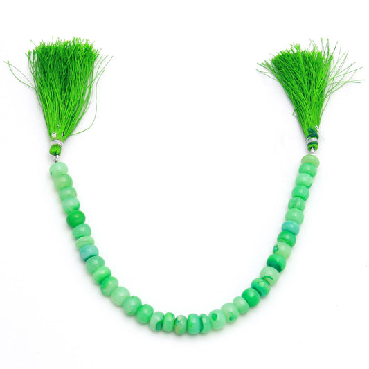 Opal Green Rondell Smooth Natural Beads 8 Inches