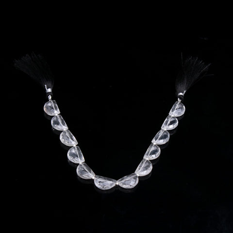 Crystal Quartz Clear D Shape Faceted Natural Beads