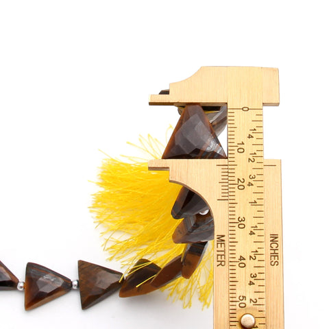 Tiger Eye Brown Triangle Faceted Natural Beads 8 Inches Strands