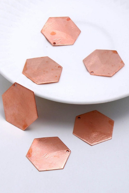 Copper Coated Brass Solid 30MM Hexagon Blank