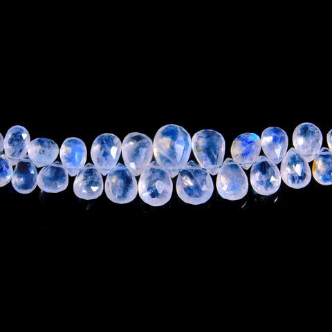 Rainbow Moonstone White Pear Faceted Natural Beads 8 inches strands
