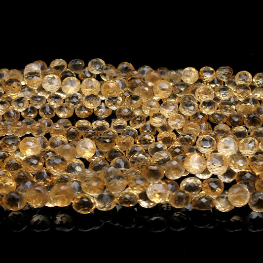 Citrine Yellow Drop Faceted Natural Beads 8 Inches Strands
