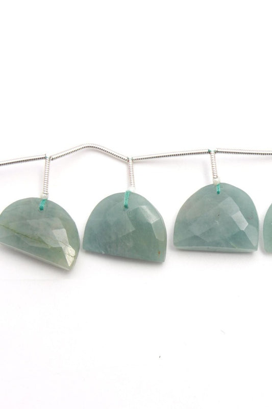 Aquamarine Blue D Shape Faceted Natural Beads