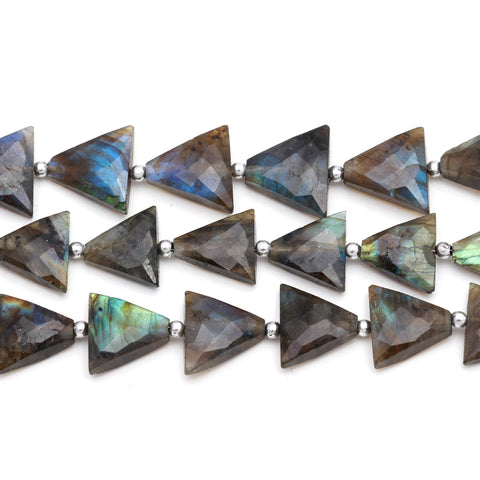 Labradorite Grey Triangle Faceted Natural Beads 8 Inches Strands