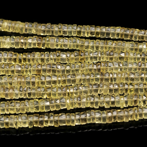 Lemon Quartz Yellow Tire Faceted Natural Beads 8 Inches Strands