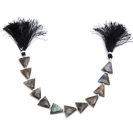 Labradorite Grey Triangle Faceted Natural Beads 8 Inches Strands