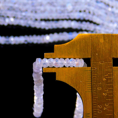 Rainbow Moonstone White Rondell Faceted Natural Beads 12.5 inches strands