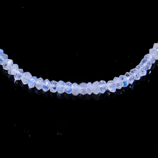 Rainbow Moonstone White Rondell Faceted Natural Beads 12.5 inches strands