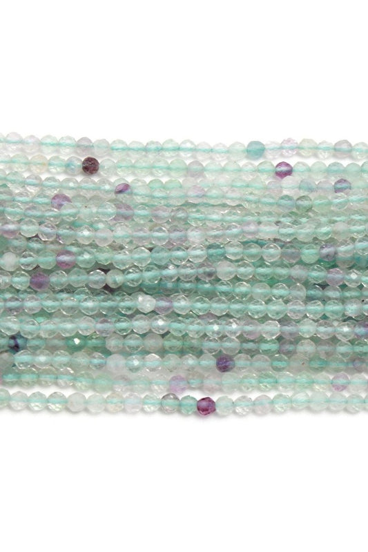 Fluorite Green Round Faceted Natural Beads