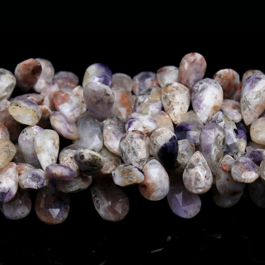 Tiffany Opal White Purple Drop Faceted Natural Beads 8 Inches Strands