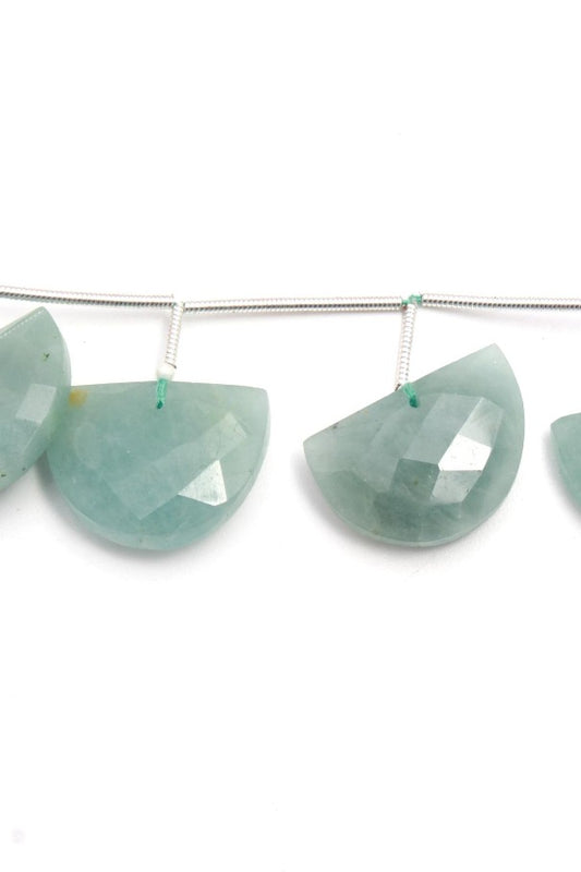 Aquamarine Blue D Shape Faceted Natural Beads