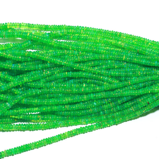 Ethiopian Opal Green Tire Smooth Natural Beads 16 Inches Strands