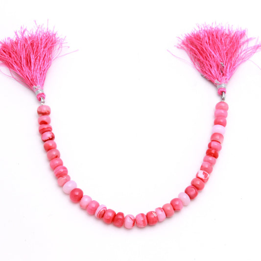 Fuschia Opal Pink Rondell Smooth Natural Beads 8 Inches Strands