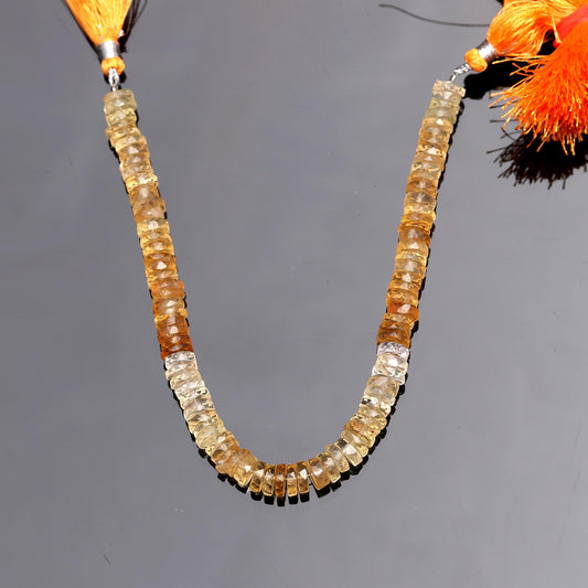 Citrine Yellow Tire Faceted Natural Beads 8 Inches Strands
