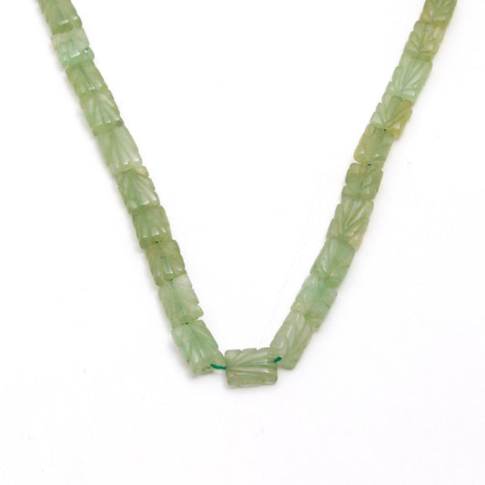 Peridot Green Rectangle Carving Natural Beads 15 inches Strands
