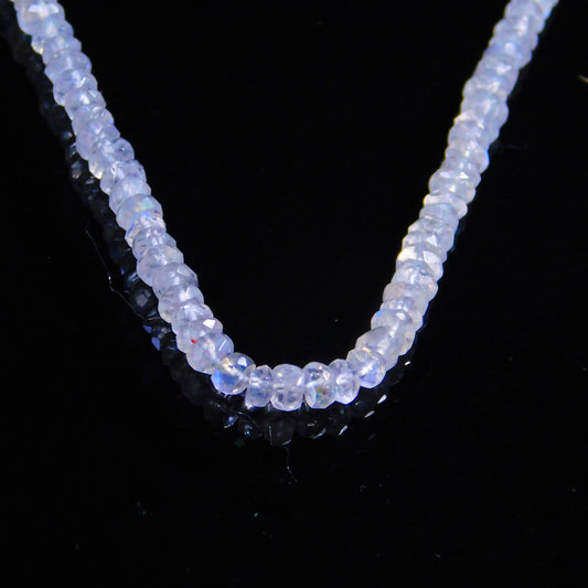 Rainbow Moonstone White Rondell Faceted Natural Beads 12.5 inches Strands