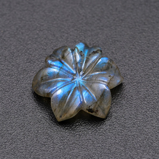 Labradorite Grey Petal Flower Carving Natural 19 MM Stone