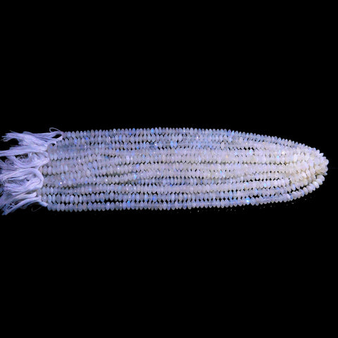 Rainbow Moonstone White Rondell Faceted Natural Beads 8 Inches Strands