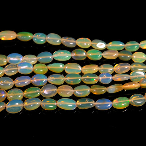 Ethiopian Opal Multi Color Oval 4 MM Smooth Natural Beads 16 Inches Strands