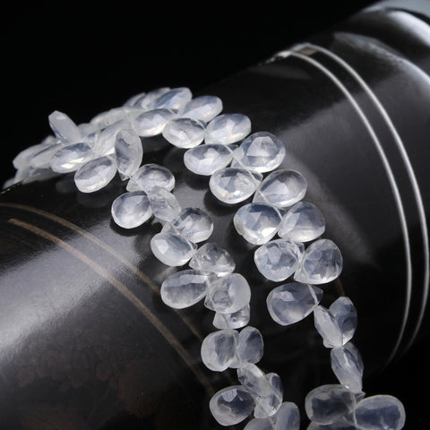 Ice Quartz White Pear Faceted Natural Beads 8 Inches Strands