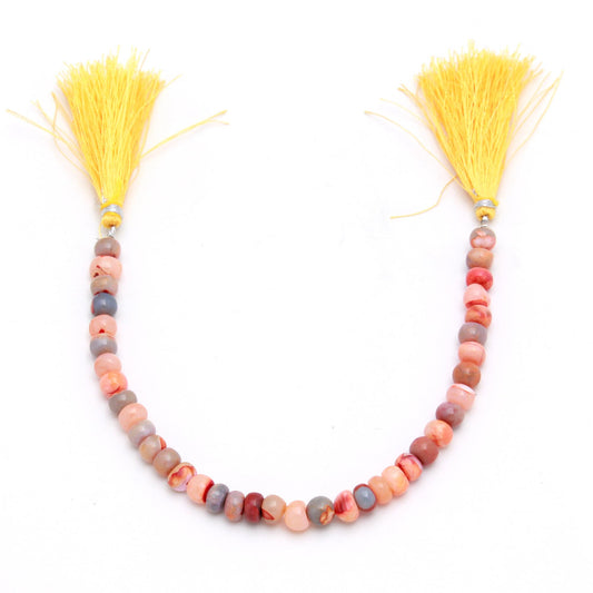 Opal Pink Rondell Smooth Natural Beads 8 Inches Strands