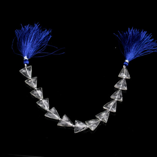 Crystal Quartz White Triangle Faceted Natural Beads 8 Inches Strands