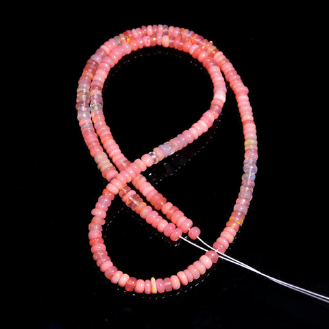 Ethiopian Opal Pink Tire Smooth Natural Beads 16 inches
