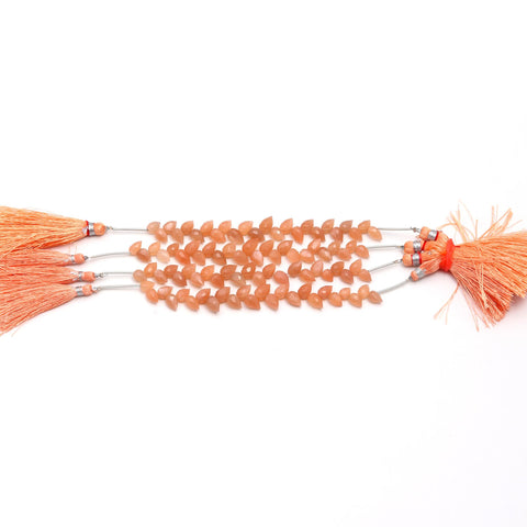 Peach Moonstone Drop Faceted Natural Beads 4 Inches