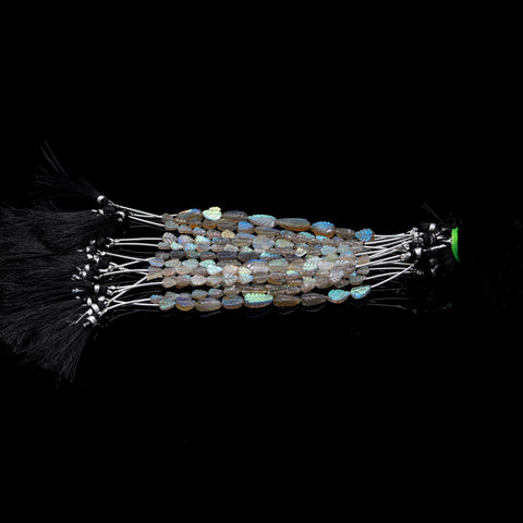 Labradorite Grey Leaf Carving Natural Beads 4 Inches Strands