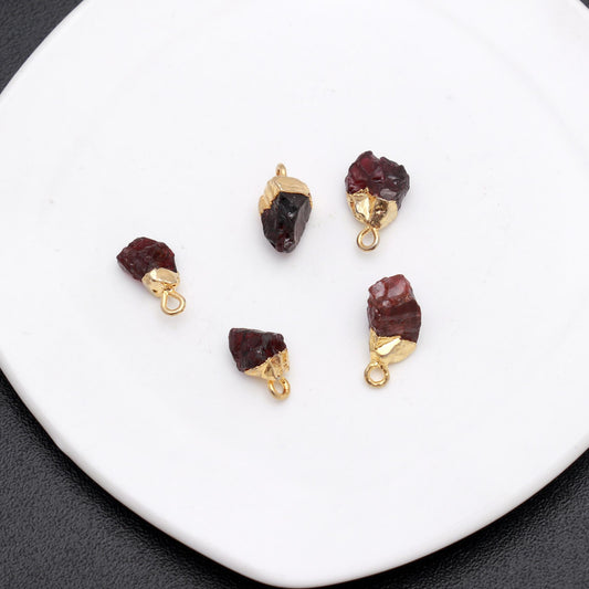 Ruby Red Raw Gold Plating Bezel Cap 12MM Pendant Charms