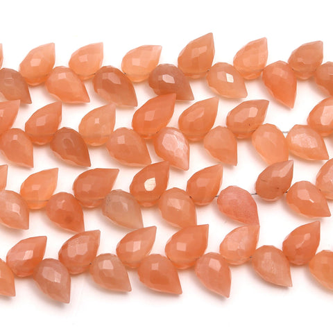 Peach Moonstone Drop Faceted Natural Beads 4 Inches
