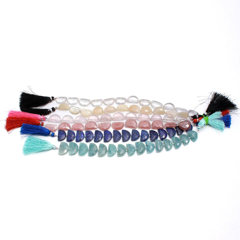Lapis Lazuli Blue D Shape Faceted Natural Beads