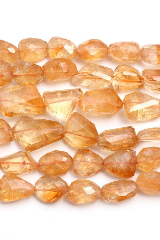 Citrine Orange Nugget Faceted Natural Beads